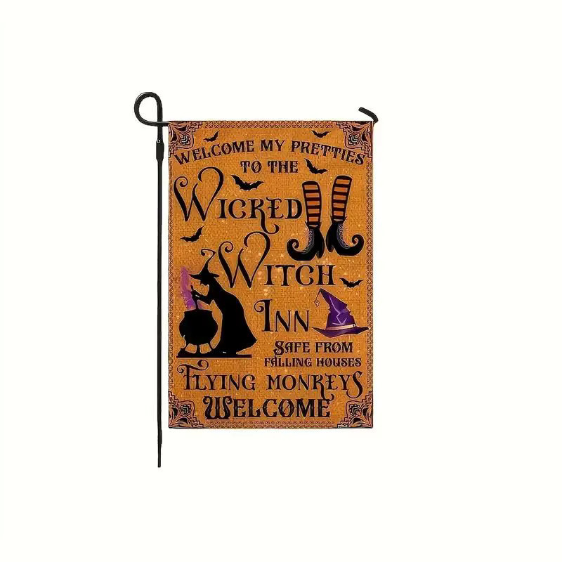 VIKAMA Halloween-Gartenflagge Welcome to the Evil Witch Inn, doppelseitig, Orange, B/H: 30 x 45 cm - Bild 2