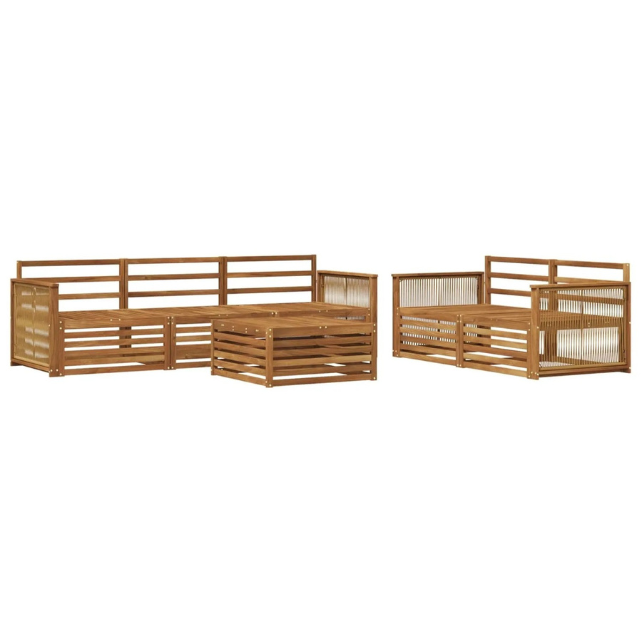 vidaXL Outdoor-Sofagarnitur aus Akazie Massivholz in Natur Braun, 6-teiliges Set in U-Form - Bild 2