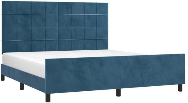 vidaXL Bettgestell aus Samt und Lärchenholz in Dunkelblau B/T/H: 166 x 128 x 203 cm - Bild 1