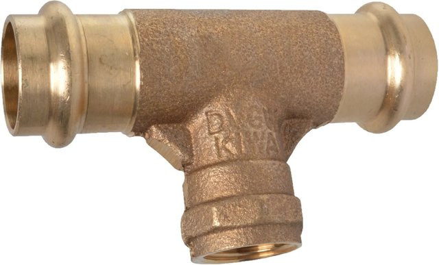 Kirchhoff RG-T-Stück mit 2 Muffen aus Messing in Blank, 28 mm x 18,7 mm (1/2 Zoll IG) x 28 mm - Bild 1