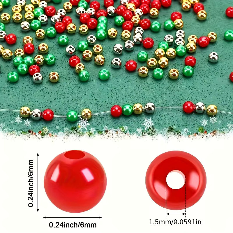 QYWCTZ Perlen-Set, Weihnachtsperlen, 6 mm - Bild 3