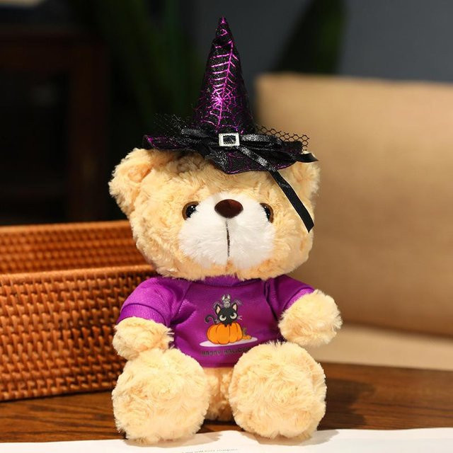 Yiran toy Halloween Bär, Plüschtier, 28cm, mit Hut und Fliege, bunt - Bild 1