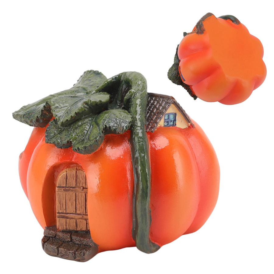 Orangefarbener Gartenkürbis aus Kunstharz als Deko-Ornament für Halloween und Herbst von KONNWEI - Bild 2