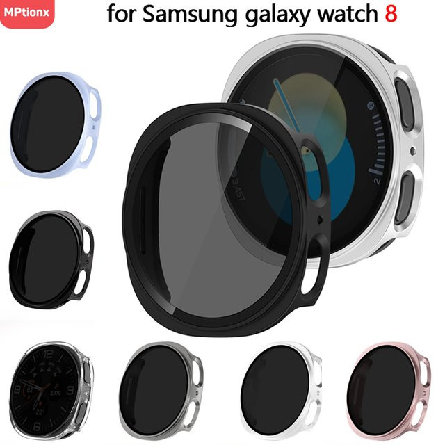 Mptionx Sichtschutzglas + Hülle für Samsung Galaxy Watch 8, Schwarz - Bild 1