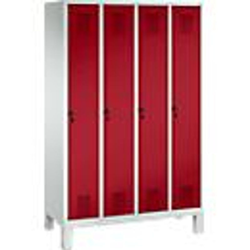 C+P Garderobenschrank Evolo aus Stahl mit 4 Abteilen, Front Rubinrot, Korpus Lichtgrau, H x B x T: 185 x 119 x 50 cm - Bild 2