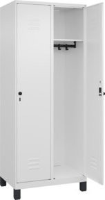 C+P Spind Classic PLUS Garderobenschrank mit 2 Abteilen, Farbe: 9016/9016, Höhe: 195 cm, Breite: 80 cm, Tiefe: 50 cm, mit Sicherheits-Drehriegel und 4 Garderobenhaken - Bild 1