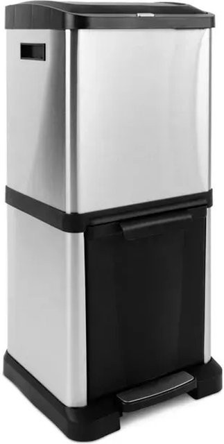 Karat Mülleimer Dylan mit Trennsystem und 2 Kammern, 34 Liter, Schwarz und Silber - Bild 1