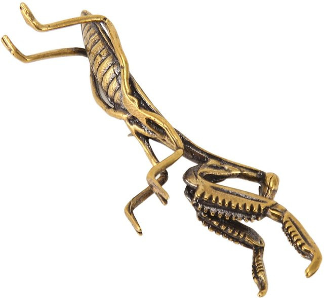Igeteck Gottesanbeterin Ornament in Antik-Optik aus Metall, beige und goldfarben, dekorative Tierfigur für den Tisch - Bild 1