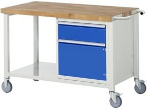 Fahrbare Werkbank RAU Serie 8152 aus Stahl und Holz, B/T/H: 125 x 70 x 88 cm - Bild 1