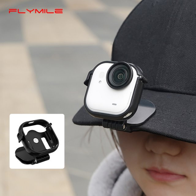 Flymile Hutclip für Insta360 GO Ultra Kamera in Schwarz, verstellbarer POV-Vlog-Halterung mit Randkappen-Clip und Krempe-Adapter - Bild 1