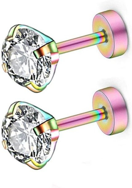 Rui Di Tragus Ohrstecker Edelstahl, Zirkonia, Silber, Damen Herren - Bild 1