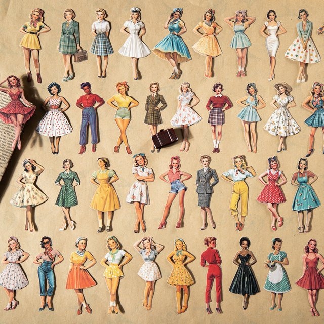 Mr. Paper Retro Mädchen Aufkleber Set, 25 Beutel dekorative Scrapbooking Sticker in Multicolour - Bild 1