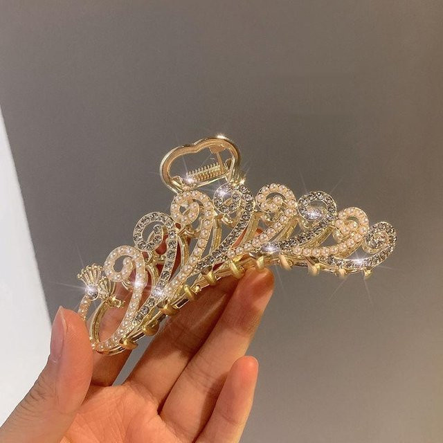 KTY Haarspange, Metall, Goldfarben, Strass, Damen - Bild 1