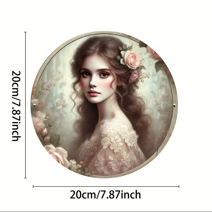 Potdemiel Rundes Metallposter im Vintage-Stil mit Blumen-Motiv, Durchmesser: 20,3 cm, Mehrfarbig - Bild 2