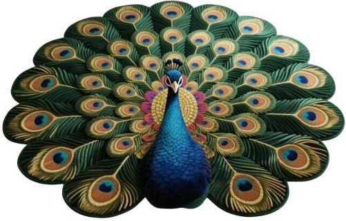 Pfau Fußmatte mit 3D-Muster in Blau, schnelltrocknend und rutschfest, oval, Höhe: 60 cm - Bild 1