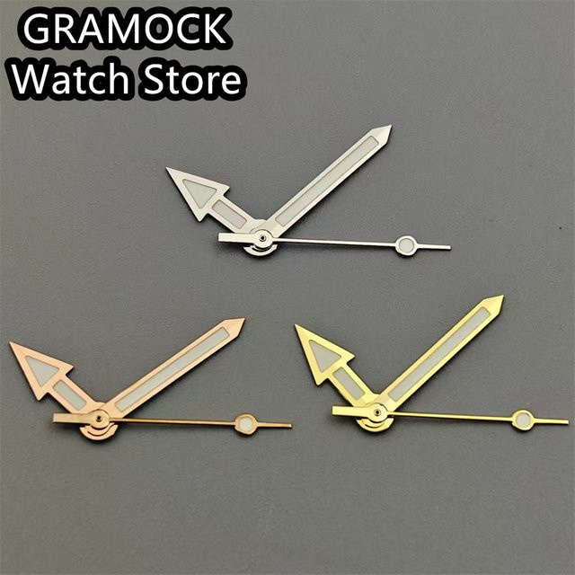 GRAMOCK Uhrenzeiger, Silber, Roségold, Grüne Leuchtzeiger, Unisex - Bild 1
