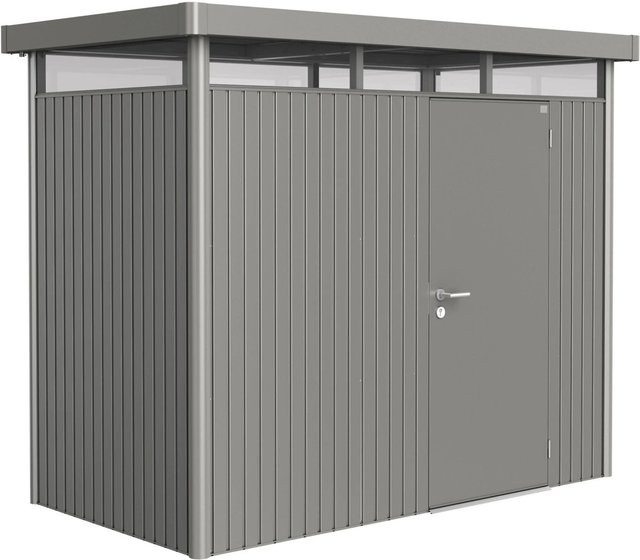 Biohort Gerätehaus HighLine aus Metall in Quarzgrau-Metallic mit Einzeltür und Satteldach, B/H/T: 275 x 222 x 155 cm - Bild 1