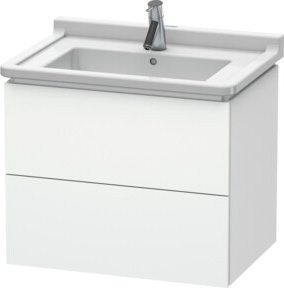 Duravit L-Cube Waschtischunterschrank in Weiß Hochglanz, wandhängend mit 2 Schubladen, B: 67 cm, H: 55,8 cm, T: 46,9 cm - Bild 1