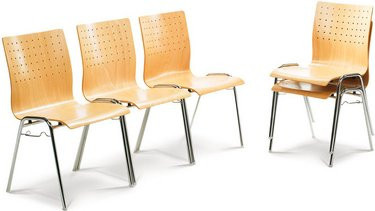 Mayer Sitzmöbel Stapelstuhl Konferenzstuhl aus Buche und Metall, braun, B/T/H: 53 x 54 x 83 cm - Bild 1
