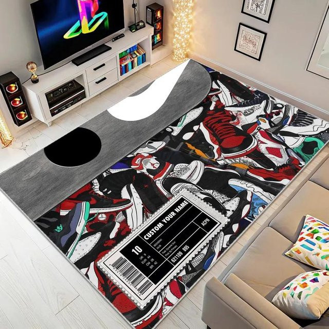 Rutschfeste Sneaker Box Teppichmatte im Animal Print für Wohnzimmer und Schlafzimmer, B/T: 60 x 40 cm, Mehrfarbig - Bild 1