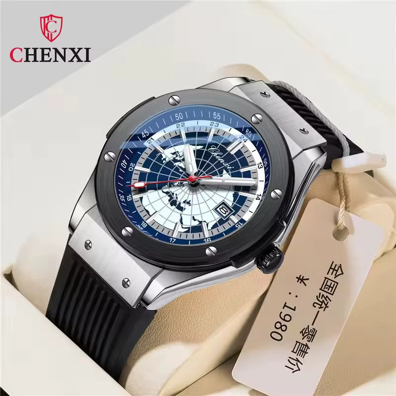 CHENXI Armbanduhr, Herren, Quarz, Edelstahl, Black Silvery - Bild 3