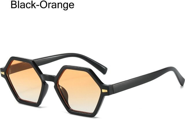 Vintage Sonnenbrille Sechseckig, Vollrand, Kunststoff, Leopard Blau, Unisex - Bild 1