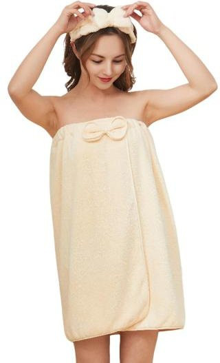 Hercules 2er-Set Damen Badewickel und Stirnband aus Mikrofaser in Beige, schnelltrocknend und saugfähig - Bild 1
