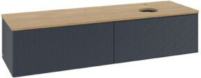 V&B Waschtischunterschrank Antao mit Frontstruktur in Honig Eiche und Blau, Wandmontage, B/T: 160 x 50 cm - Bild 1