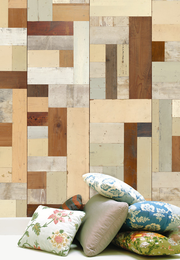 NLXL Tapete Scrapwood 06 PHE-06 in Beige, Braun und Multicolour mit geometrischem Design aus Vlies - Bild 1