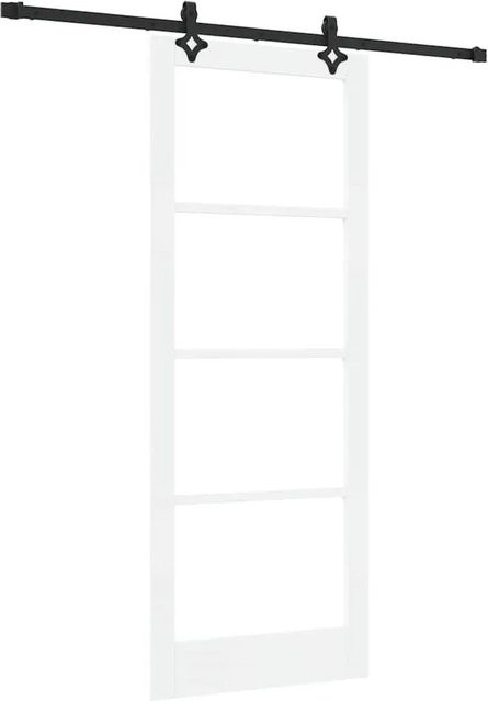 vidaXL Schiebetür ORKDAL in Weiß und Schwarz mit Glas und Holz, B: 83 cm, H: 211 cm - Bild 1