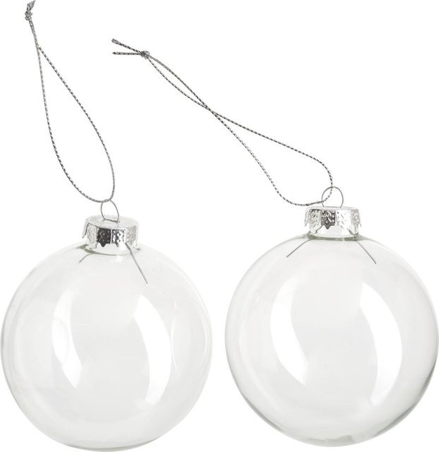 VBS Christbaumschmuck Glaskugeln transparent, 2 Stück, Durchmesser: 8 cm - Bild 1