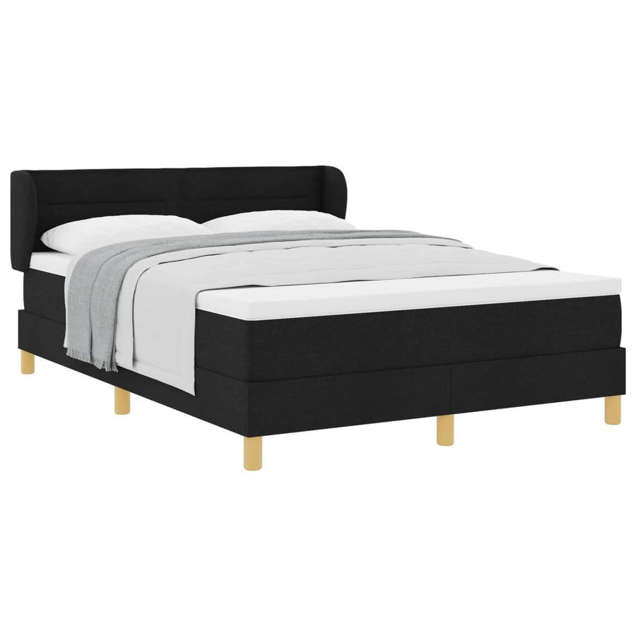 vidaXL Boxspringbett mit Matratze Schwarz aus Stoff und Kiefernholz, B/T/H: 160 x 200 x 88 cm - Bild 2