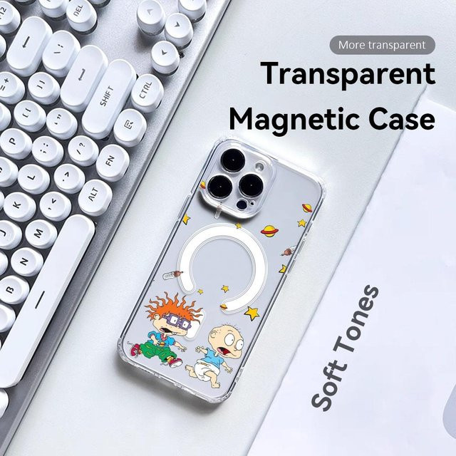 Transparente Anime Rugrats Handyhülle mit MagSafe für iPhone 17 16 15 14 13 12 Pro Max Plus kompatibel mit kabellosem Laden - Bild 1