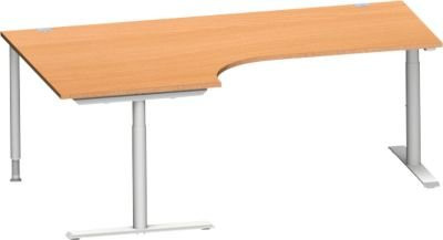 Schäfer Shop Genius Winkelschreibtisch MODENA FLEX 90 Grad mit T-Fuß-Rundrohr, Ansatz links, Farbe Buche/Weiß, Breite: 200 cm - Bild 1