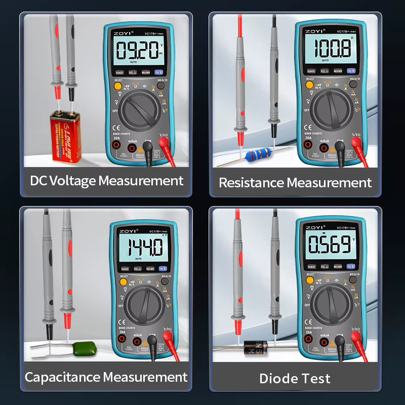 ZOYI ZT-17B+ Digitales Multimeter mit hochpräziser Anzeige und Kapazitätsmessung in Blau - Bild 4