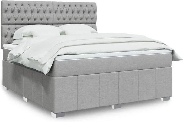 vidaXL Boxspringbett mit Matratze in Hellgrau, Hybridbett mit Taschenfederkern und USB-Ladeport sowie Unterbettbeleuchtung, B/T: 180 x 200 cm - Bild 1