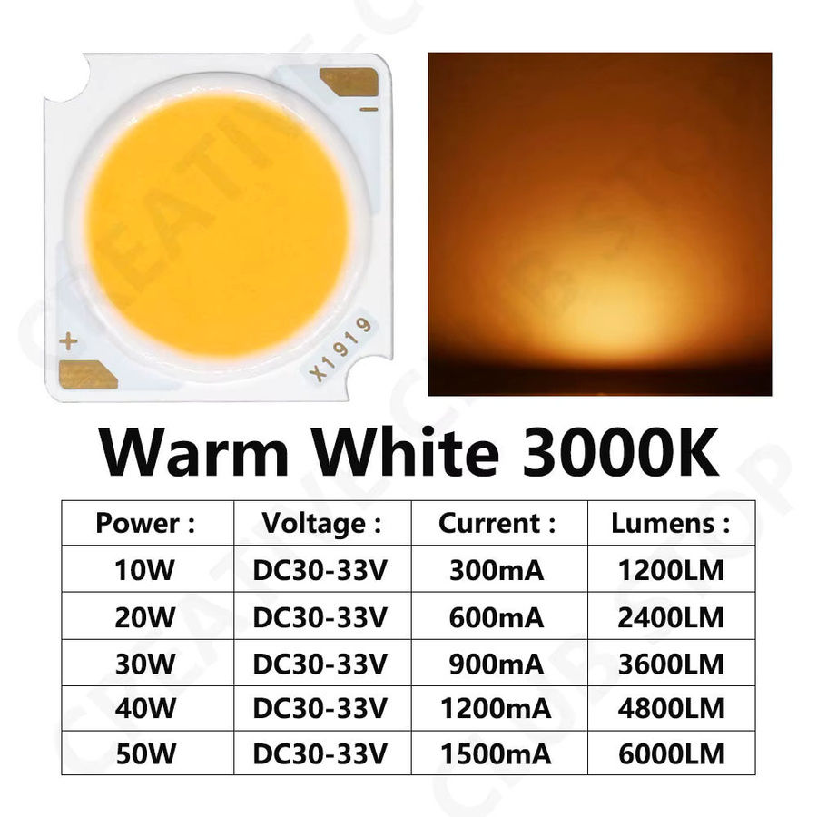 10 Stück DT&ZM LED COB Chips Bridgelux Kristall Leuchtdioden in Weiß für DIY Downlight Panel Licht 1919 - Bild 2