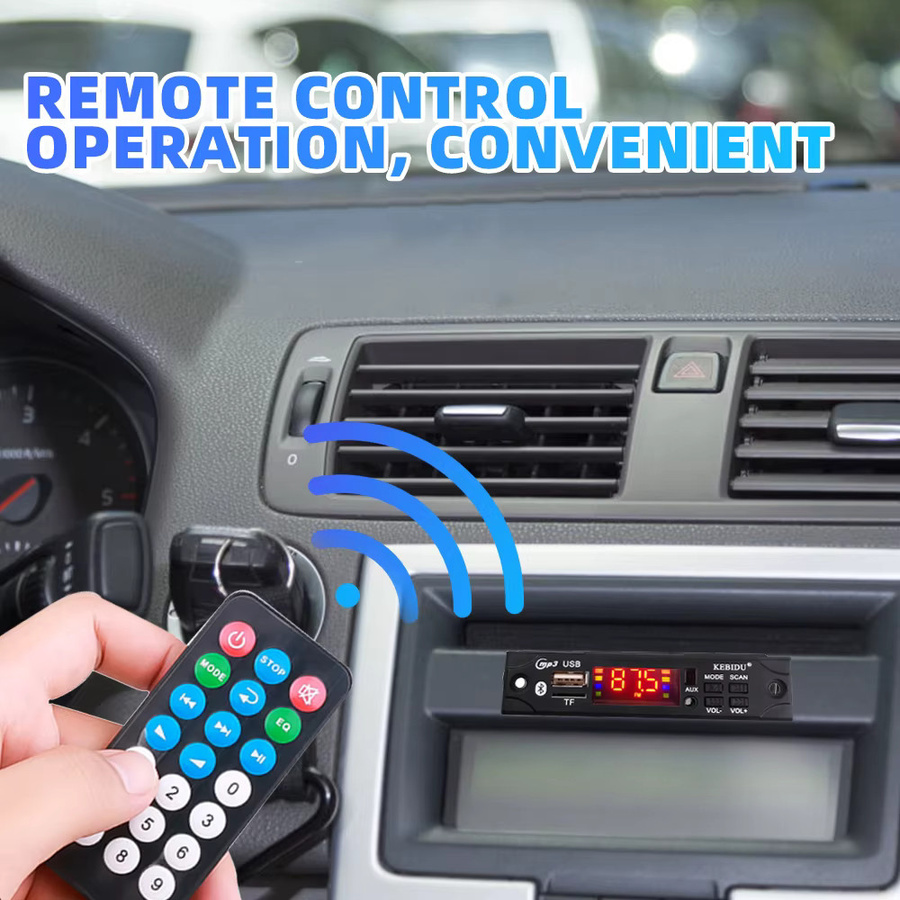 KEBIDU Bluetooth 5.0 MP3 WMA Decoder-Board mit Fernbedienung, kabelloser Musikplayer für Auto-Audio mit USB, TF, FM Radio und AUX in Schwarz - Bild 5