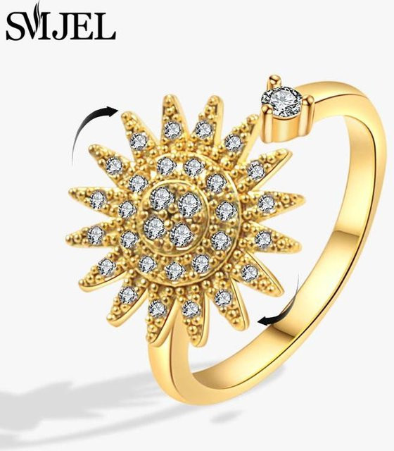 SMJEL Fidget Ring, Kristall, Kupfer, Gold, Damen - Bild 1