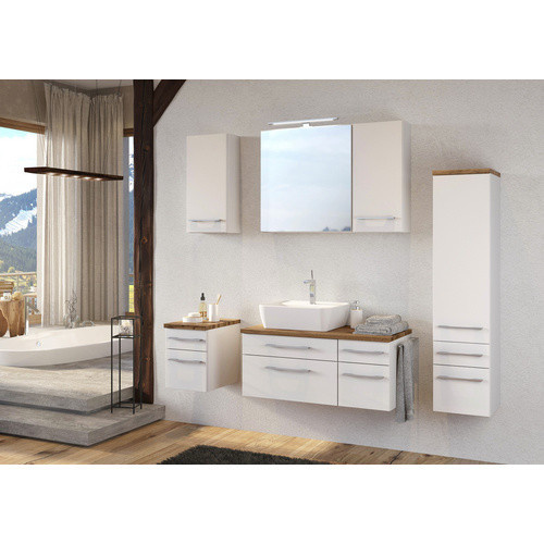 HELD MÖBEL Unterbecken-Set Davos in Weiss mit LED-Beleuchtung und internen Schubladen, B/H/T: 90 x 200 x 47 cm - Bild 2