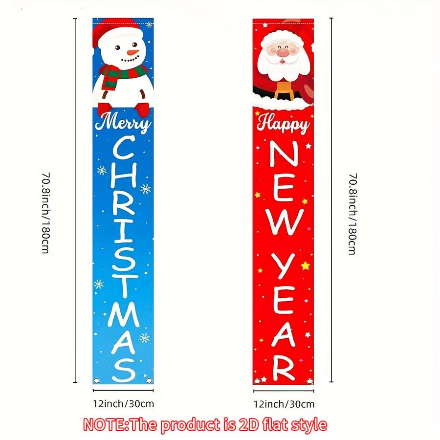 VIKAMA Weihnachts- und Neujahrs-Banner Couplet mit Schneemann-Motiv, mehrfarbig, rechteckig - Bild 5