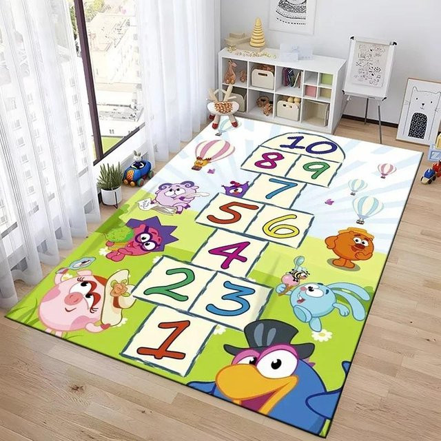 UQIDEHOME Kinder Teppich mit Cartoon-Design und geometrischem Muster, Waschbar, Mehrfarbig, B/T: 60 x 40 cm - Bild 1