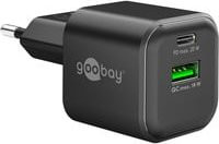 Goobay Nano USB-C PD GaN Dual-Schnellladegerät 20 W, Schwarz - Bild 1