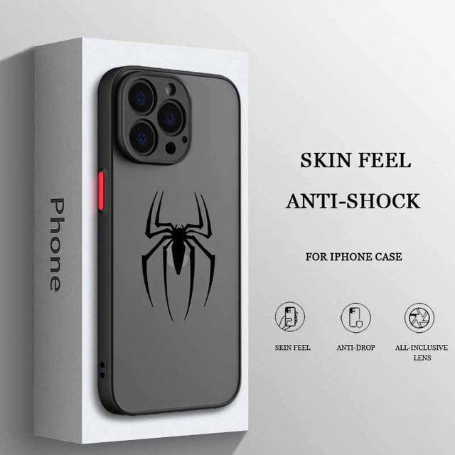 Spider-Man und Iron Man Logo Handyhülle für iPhone, matt und transparent, Grau - Bild 1