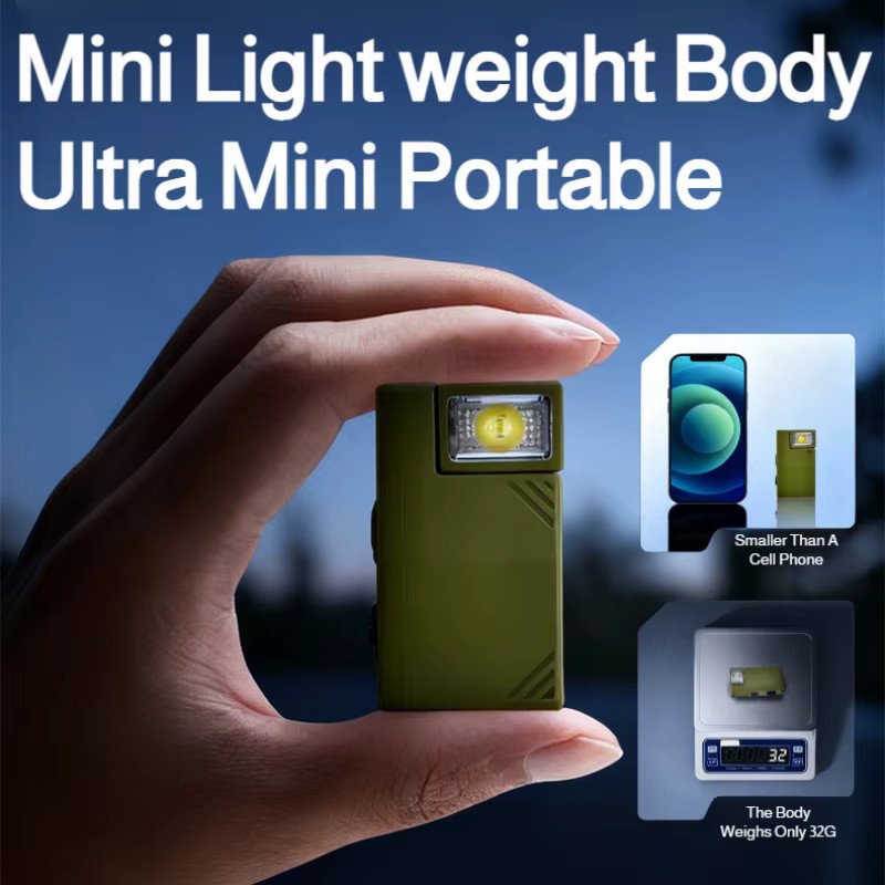 Heinast Tragbare Mini-Taschenlampe mit verstellbarem Winkel, USB-wiederaufladbar, multifunktionale Warn-Arbeitslichter in Rot und Blau - Bild 2