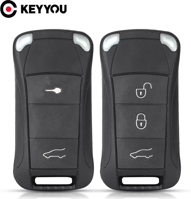 KEYYOU Auto Flip Remote Key Shell Abdeckung für Porsche Cayenne GTS, 2 Tasten, Schwarz - Bild 1