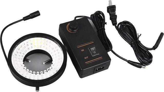Industrielles Mikroskop LED-Ringlicht mit 96 LEDs, 6500K Kaltweiß und einstellbarer Helligkeit, Farbe: Weiß - Bild 1