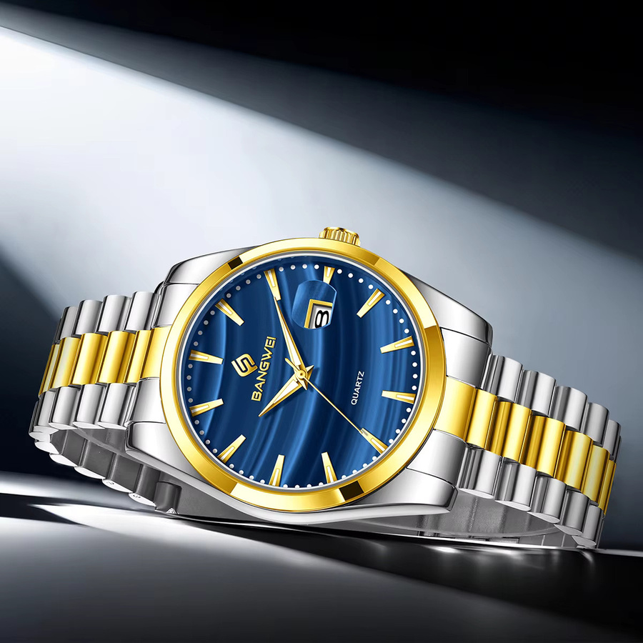 BANGWEI Armbanduhr, Quarz, Edelstahl, Blau, Herren - Bild 3
