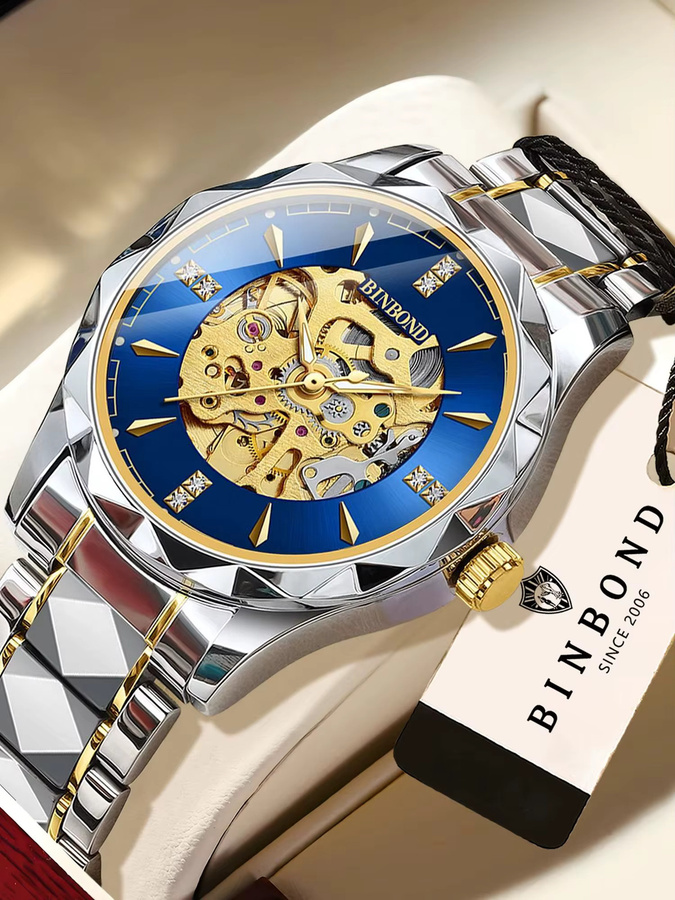 BINBOND Armbanduhr Automatik, Edelstahl, Blau, Herren - Bild 6