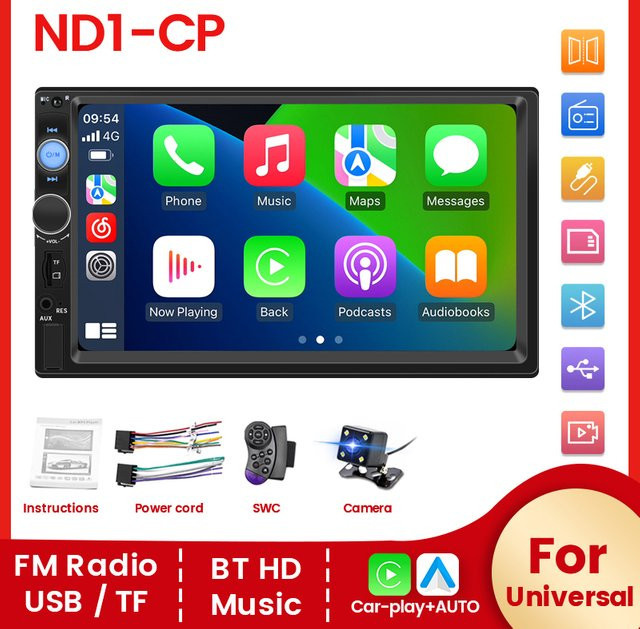 NAVIFANS 7 Zoll HD Touchscreen Auto Radio mit CarPlay und MP5 Multimedia Player, Schwarz - Bild 1